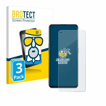 Front side of a product packaging with the brand logo BROTECT. Next to it is the device realme GT 5G shown with the correspond