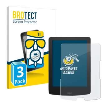Front side of a product packaging with the brand logo BROTECT. Next to it is the device inkBOOK Calypso Plus shown with the co