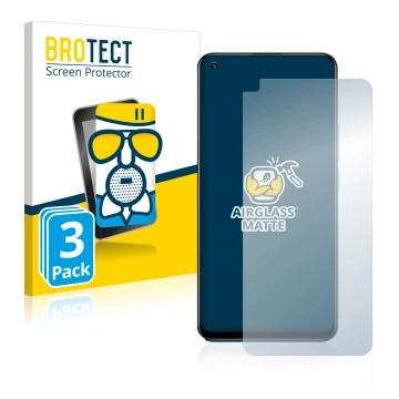 Front side of a product packaging with the brand logo BROTECT. Next to it is the device realme 8 Pro shown with the correspond