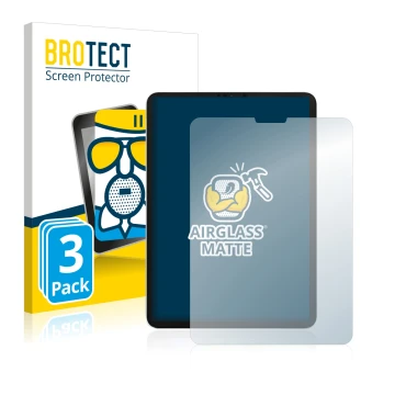 Front side of a product packaging with the brand logo BROTECT. Next to it is the device Apple iPad Pro 11
