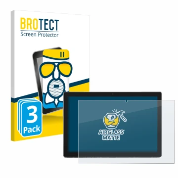 Front side of a product packaging with the brand logo BROTECT. Next to it is the device Blackview Tab 9 shown with the corresp
