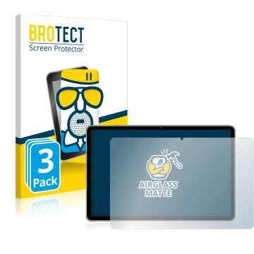 Front side of a product packaging with the brand logo BROTECT. Next to it is the device Huawei MatePad 11 (2021) shown with th