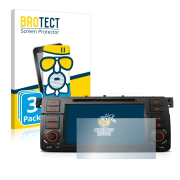 Front side of a product packaging with the brand logo BROTECT. Next to it is the device Xtrons PQ7046B shown with the correspo
