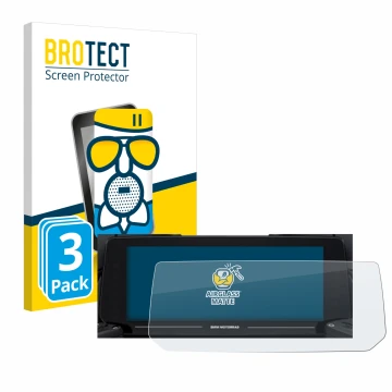 Front side of a product packaging with the brand logo BROTECT. Next to it is the device BMW R 1250 RT 2021 Connectivity TFT 10