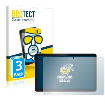 Front side of a product packaging with the brand logo BROTECT. Next to it is the device realme Pad shown with the correspondin