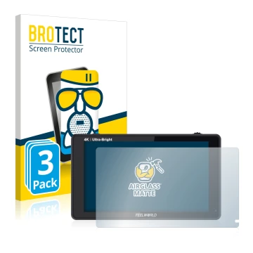 Front side of a product packaging with the brand logo BROTECT. Next to it is the device Feelworld LUT6 6