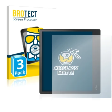 Front side of a product packaging with the brand logo BROTECT. Next to it is the device Kobo Elipsa shown with the correspondi