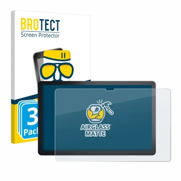 Front side of a product packaging with the brand logo BROTECT. Next to it is the device Lenovo Tab P11 Plus shown with the cor