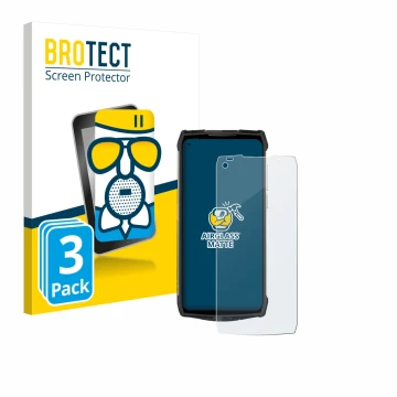 Front side of a product packaging with the brand logo BROTECT. Next to it is the device Ulefone Power Armor 13 shown with the 