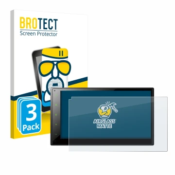 Front side of a product packaging with the brand logo BROTECT. Next to it is the device Pioneer SPH-DA160DAB shown with the co