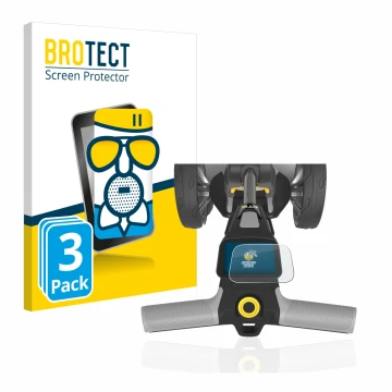 Front side of a product packaging with the brand logo BROTECT. Next to it is the device PowaKaddy CT6 shown with the correspon