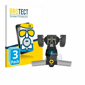 Front side of a product packaging with the brand logo BROTECT. Next to it is the device PowaKaddy CT6 GPS shown with the corre