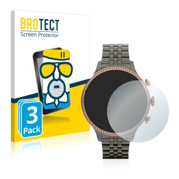 Front side of a product packaging with the brand logo BROTECT. Next to it is the device Fossil Gen 6 (42mm) shown with the cor