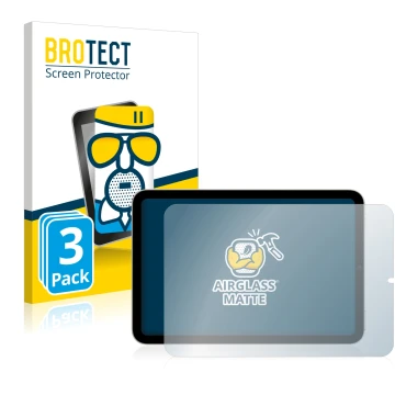 Front side of a product packaging with the brand logo BROTECT. Next to it is the device Apple iPad Mini 6 2021 (Landscape, 6nd