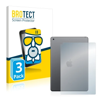 Front side of a product packaging with the brand logo BROTECT. Next to it is the device Apple iPad 10.2″ WiFi 2021 (9th. Gen.,
