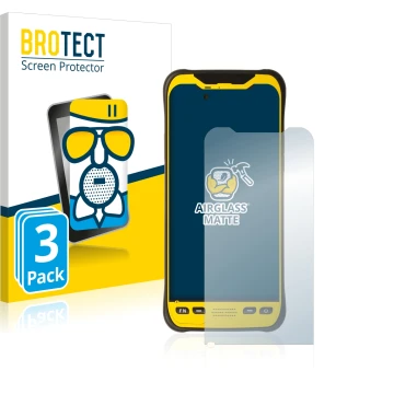 Front side of a product packaging with the brand logo BROTECT. Next to it is the device Trimble TDC600 shown with the correspo