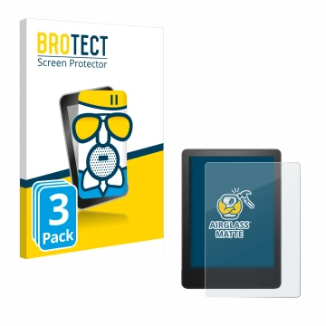 Front side of a product packaging with the brand logo BROTECT. Next to it is the device Amazon Kindle Paperwhite 2021 (11th Ge