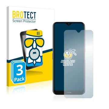 Front side of a product packaging with the brand logo BROTECT. Next to it is the device Nokia G50 shown with the corresponding