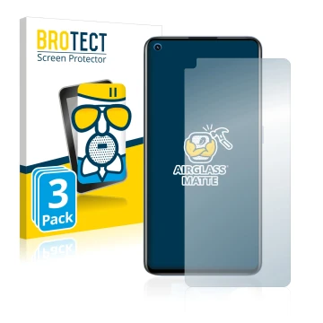 Front side of a product packaging with the brand logo BROTECT. Next to it is the device realme GT Neo 2 shown with the corresp