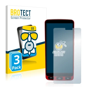 Front side of a product packaging with the brand logo BROTECT. Next to it is the device Olympia Neo Smartphone shown with the 