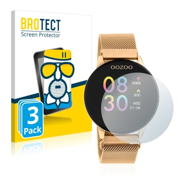 Front side of a product packaging with the brand logo BROTECT. Next to it is the device Oozoo Q00117 shown with the correspond
