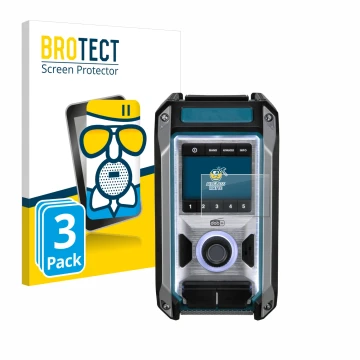 Front side of a product packaging with the brand logo BROTECT. Next to it is the device Makita DMR115 shown with the correspon