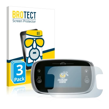 Front side of a product packaging with the brand logo BROTECT. Next to it is the device Fiat 500X Uconnect 7