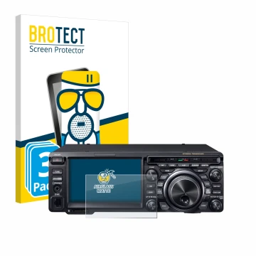 Front side of a product packaging with the brand logo BROTECT. Next to it is the device Yaesu FT-DX10 shown with the correspon