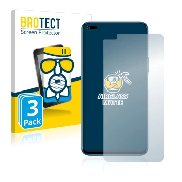 Front side of a product packaging with the brand logo BROTECT. Next to it is the device Honor 50 Lite shown with the correspon