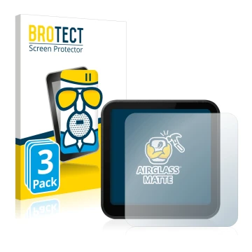 Front side of a product packaging with the brand logo BROTECT. Next to it is the device DJI Action 2 shown with the correspond