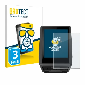 Front side of a product packaging with the brand logo BROTECT. Next to it is the device Bosch Nyon 2 2021 shown with the corre