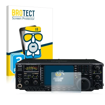 Front side of a product packaging with the brand logo BROTECT. Next to it is the device Icom IC-756 Pro III shown with the cor
