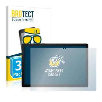 Front side of a product packaging with the brand logo BROTECT. Next to it is the device Samsung Galaxy Tab A8 LTE shown with t