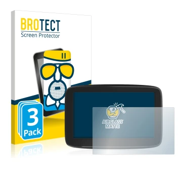 Front side of a product packaging with the brand logo BROTECT. Next to it is the device TomTom GO Classic 5