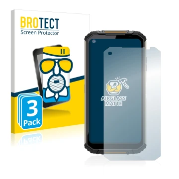 Front side of a product packaging with the brand logo BROTECT. Next to it is the device Oukitel WP16 shown with the correspond