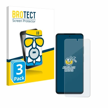 Front side of a product packaging with the brand logo BROTECT. Next to it is the device Xiaomi Redmi Note 11 shown with the co
