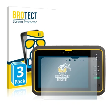 Front side of a product packaging with the brand logo BROTECT. Next to it is the device Trimble T7 shown with the correspondin