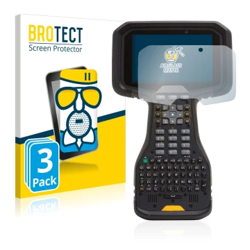 Front side of a product packaging with the brand logo BROTECT. Next to it is the device Trimble TSC5 shown with the correspond