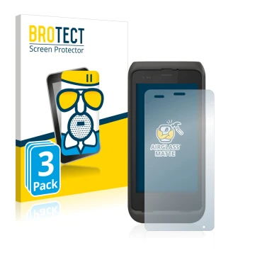 Front side of a product packaging with the brand logo BROTECT. Next to it is the device Honeywell CT45 XP shown with the corre