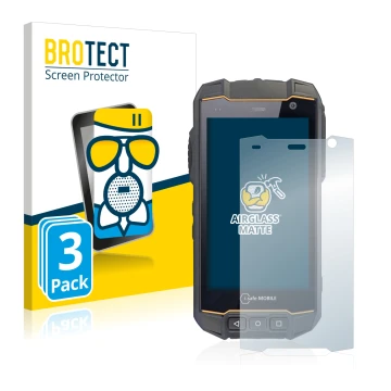 Front side of a product packaging with the brand logo BROTECT. Next to it is the device i.safe MOBILE IS530.2 shown with the c