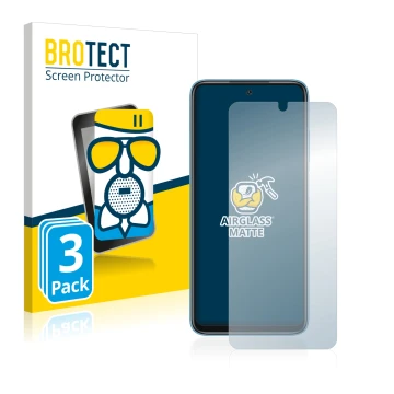 Front side of a product packaging with the brand logo BROTECT. Next to it is the device Xiaomi Redmi 10 (2022) shown with the 