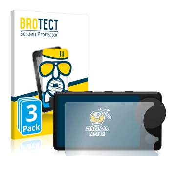 Front side of a product packaging with the brand logo BROTECT. Next to it is the device Spotify Car Thing shown with the corre