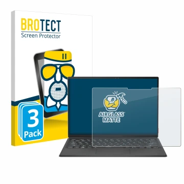 Front side of a product packaging with the brand logo BROTECT. Next to it is the device ASUS Rog Flow Z13 2022 shown with the 