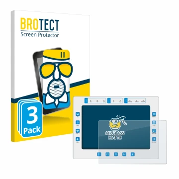 Front side of a product packaging with the brand logo BROTECT. Next to it is the device Megasat HD7 Combo shown with the corre
