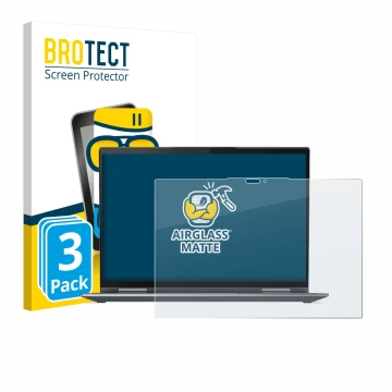 Front side of a product packaging with the brand logo BROTECT. Next to it is the device Lenovo ThinkPad X1 Yoga Gen 7 shown wi