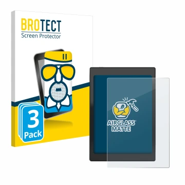 Front side of a product packaging with the brand logo BROTECT. Next to it is the device Boox Nova Air C shown with the corresp