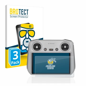 Front side of a product packaging with the brand logo BROTECT. Next to it is the device DJI RC Controller shown with the corre
