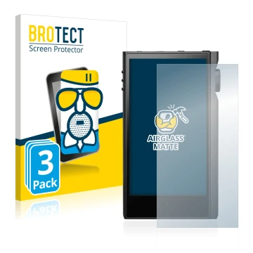 Front side of a product packaging with the brand logo BROTECT. Next to it is the device Astell&Kern Kann Max shown with the co