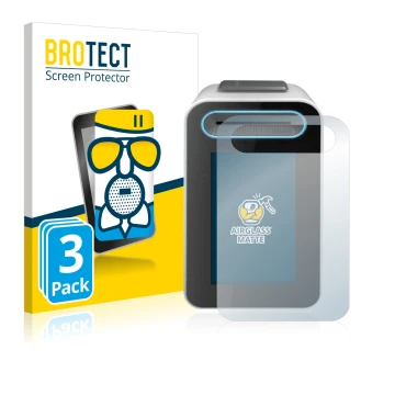 Front side of a product packaging with the brand logo BROTECT. Next to it is the device Cherry eHealth Terminal ST-1506 shown 