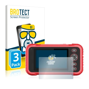 Front side of a product packaging with the brand logo BROTECT. Next to it is the device Launch CRP 123 / 129 EVO shown with th